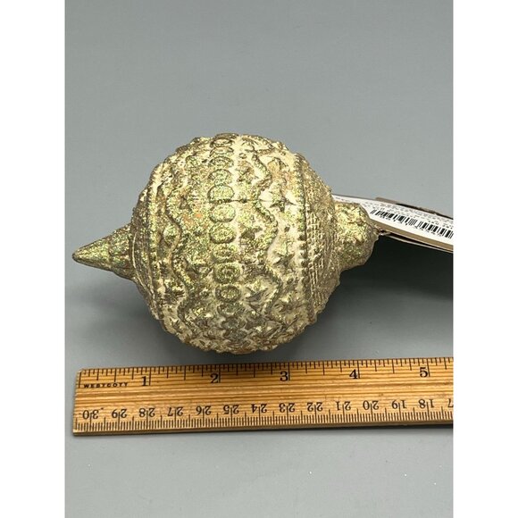 Kurt S Adler Enchanted Forest Christmas Ornament Gold Glitter Ball 4" VTG Decor - Picture 6 of 8